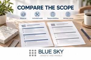 Countertop estimate comparison guide for Blue Sky Granite